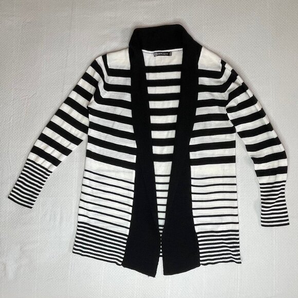 Diffusion Black & White Striped Open-Front Cardigan | Size Medium - Picture 2 of 8
